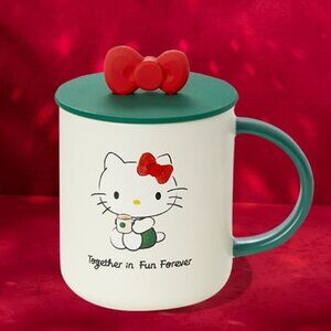 Starbucks × Hello Kitty 16-oz Ceramic Mug - Holiday Edition Green Handle NIB